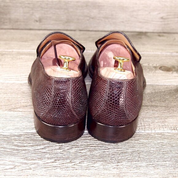 $895 Nordstrom BALLY Genuine Lizard Loafer 11 D Brown * add $15 Cedar Trees - Picture 9 of 14